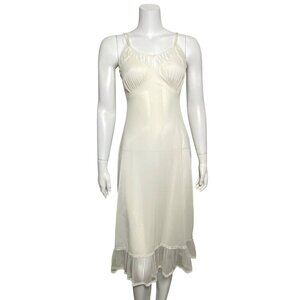 Vintage Luxite Nylon Full Slip Dress Womens Size 34 Lace Trim Adjustable Straps